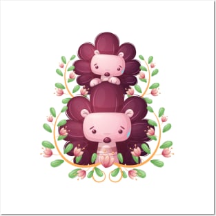 Cute Hedgehog Family Posters and Art